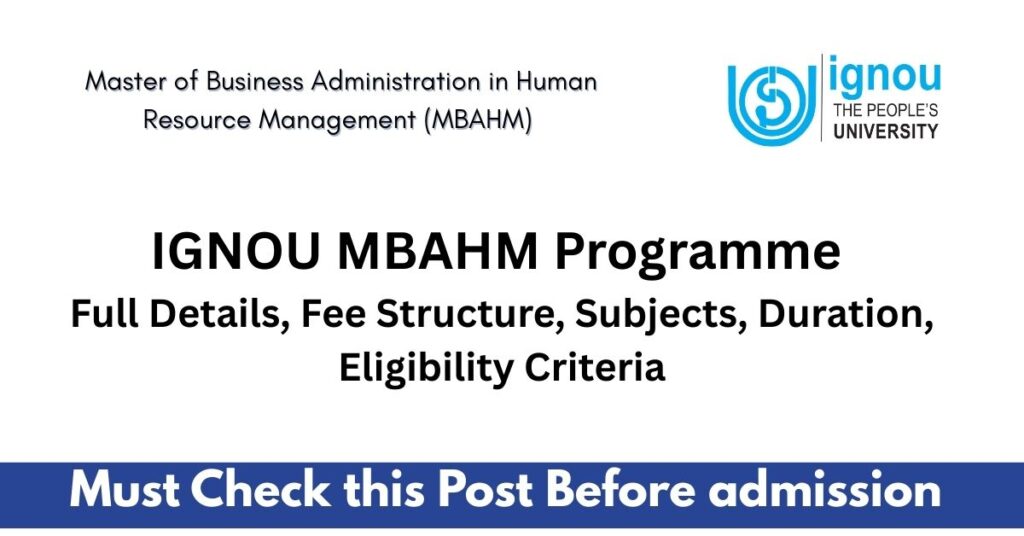 Master of Business Administration in Human Resource Management (MBAHM)